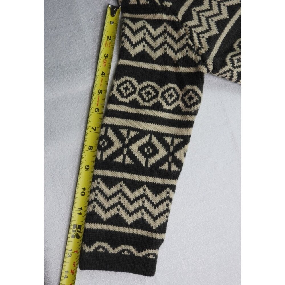Pink Rose Sweater Dress Small Gray Black White Geometric Aztec Fair Isle Knit - Picture 6 of 8